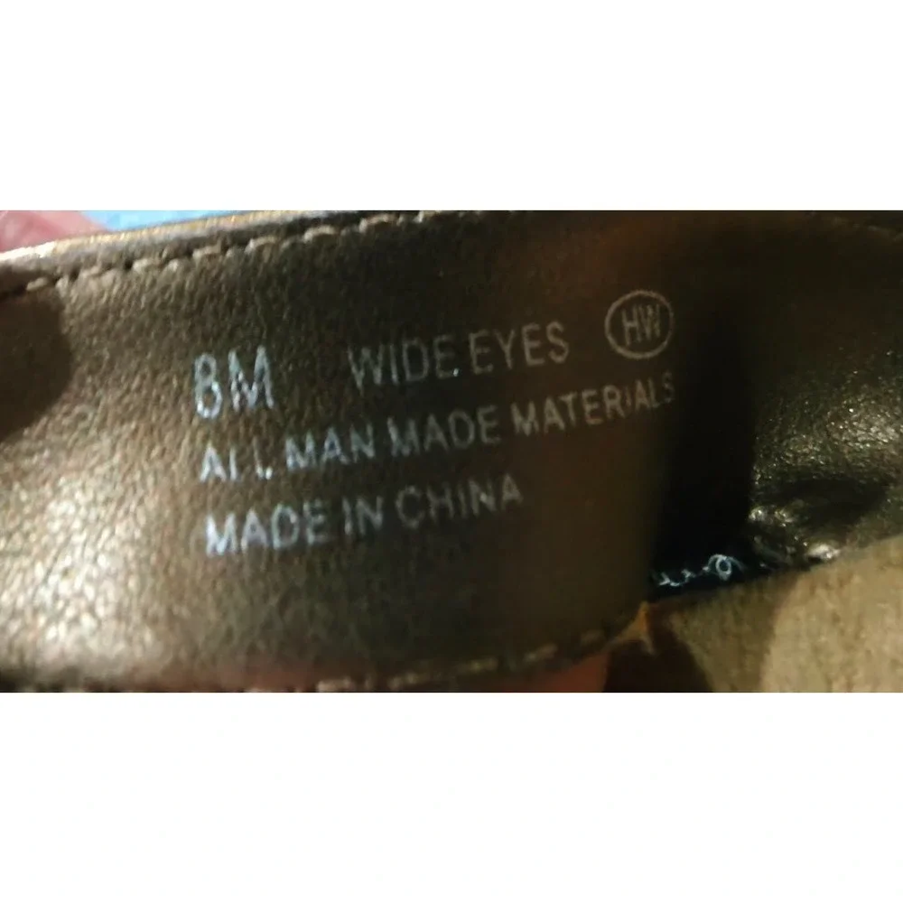 Aerosoles Wide Eyes Womens 8M Bronze Metallic Wedge Thong Sandal‎ Gold Brown